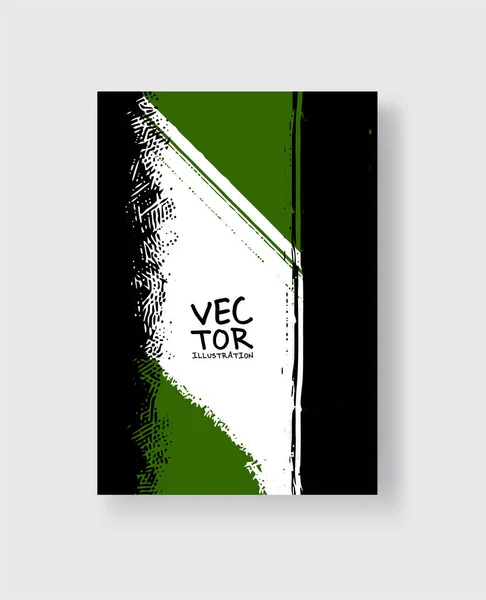 Pincelada Tinta Verde Negra Sobre Fondo Blanco Estilo Minimalista Ilustración — Vector de stock