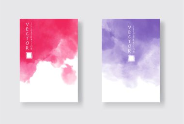 Parlak renkli vektör suluboya arkaplan seti. Soyut resimleme