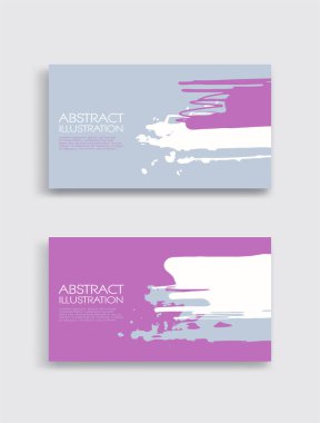 Beyaz arka planda pembe beyaz gri mürekkep fırça darbesi kartı. Japon tarzı. Grunge lekelerinin vektör illüstrasyonu