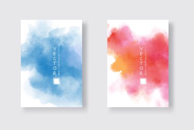 Parlak renkli vektör suluboya arkaplan seti. Soyut resimleme