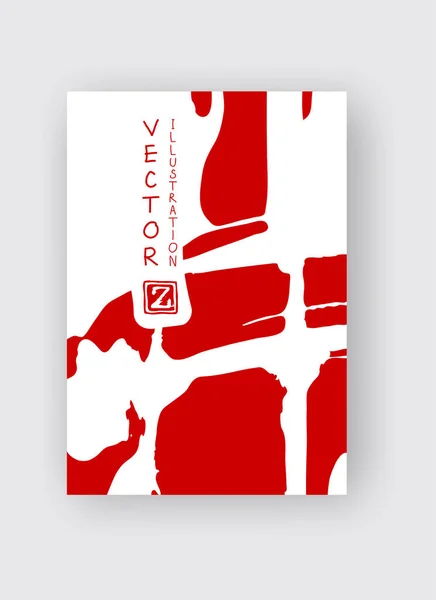 Белый Чернила Мазок Кистью Красном Фоне Японский Стиль Векторная Иллюстрация — стоковый вектор