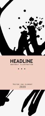 Beyaz arka planda siyah mürekkep fırçası darbesi. Japon tarzı. Grunge lekelerinin vektör illüstrasyonu