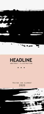 Beyaz arka planda siyah mürekkep fırçası darbesi. Japon tarzı. Grunge lekelerinin vektör illüstrasyonu