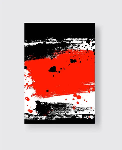 Pincelada Tinta Negra Roja Sobre Fondo Blanco Estilo Japonés Ilustración — Vector de stock