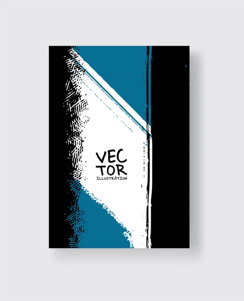 Schwarz Blauer Pinselstrich Auf Weißem Hintergrund Minimalistischer Stil Vektor Illustration — Stockvektor