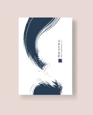 Grunge efektli soyut mürekkep fırçası afişleri. Vektör illüstrasyonu