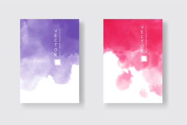 Parlak renkli vektör suluboya arkaplan seti. Soyut resimleme