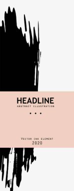 Beyaz arka planda siyah mürekkep fırçası darbesi. Japon tarzı. Grunge lekelerinin vektör illüstrasyonu