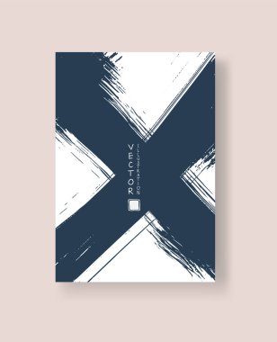 Grunge efektli soyut mürekkep fırçası afişleri. Vektör illüstrasyonu