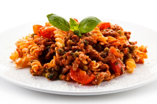 Nudeln Mit Fleisch Tomatensauce Und Gemüse — Stockfoto