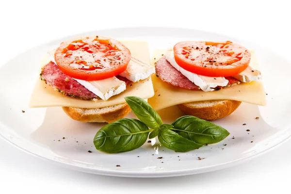 Breakfast Sandwiches White Background — Stock Photo, Image