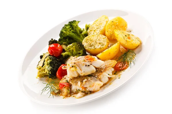 Fish Dish Roasted Fish Fillets Vegetables — Stock Photo, Image