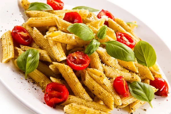 Penne Sos Pesto Warzywa — Zdjęcie stockowe