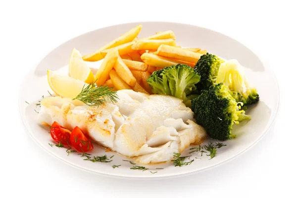 Fish Dish Fried Fish Fillet Vegetables — Stock Photo, Image