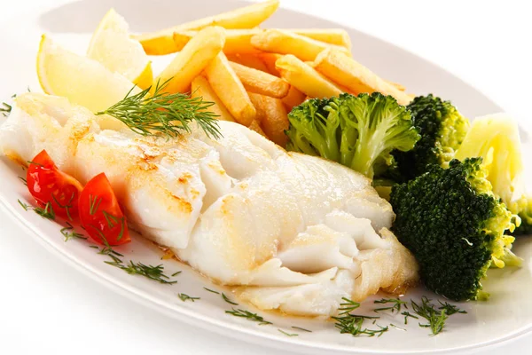 Fish Dish Fried Fish Fillet Vegetables — Stock Photo, Image