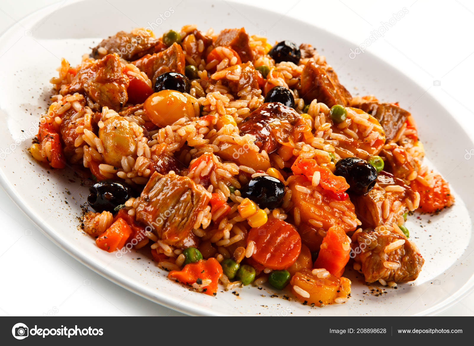 Verduras risotto de carne y