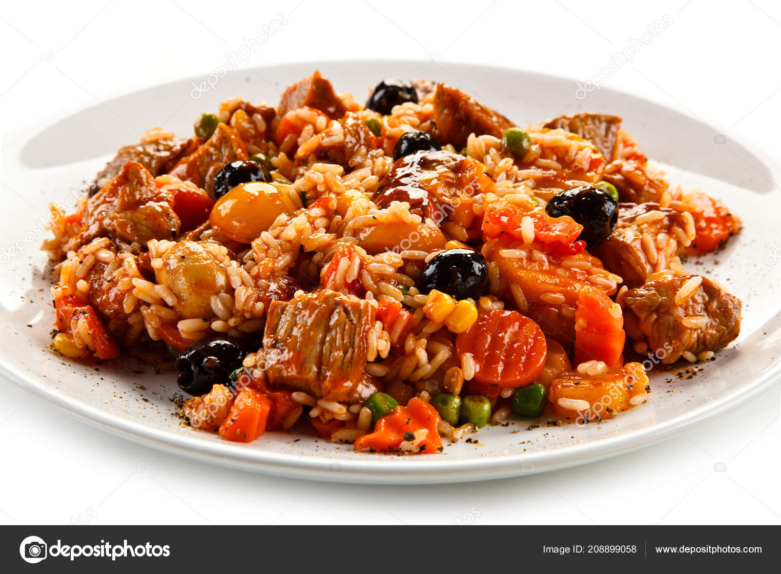 Verduras risotto de carne y