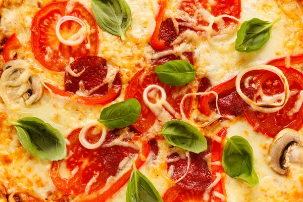 Cropped View Pizza Pepperoni — Stock Photo, Image