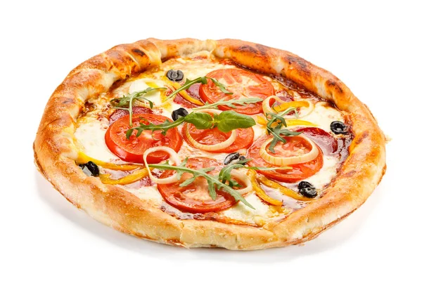 Pepperoni Pizza Izolovaných Bílém Pozadí — Stock fotografie