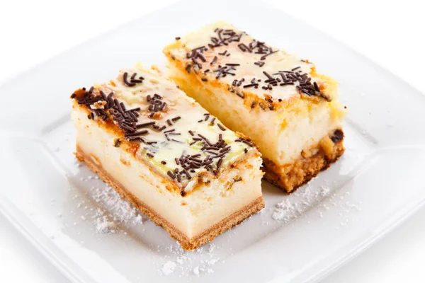 Twee Taarten Plaat Ingerichte Desserts — Stockfoto