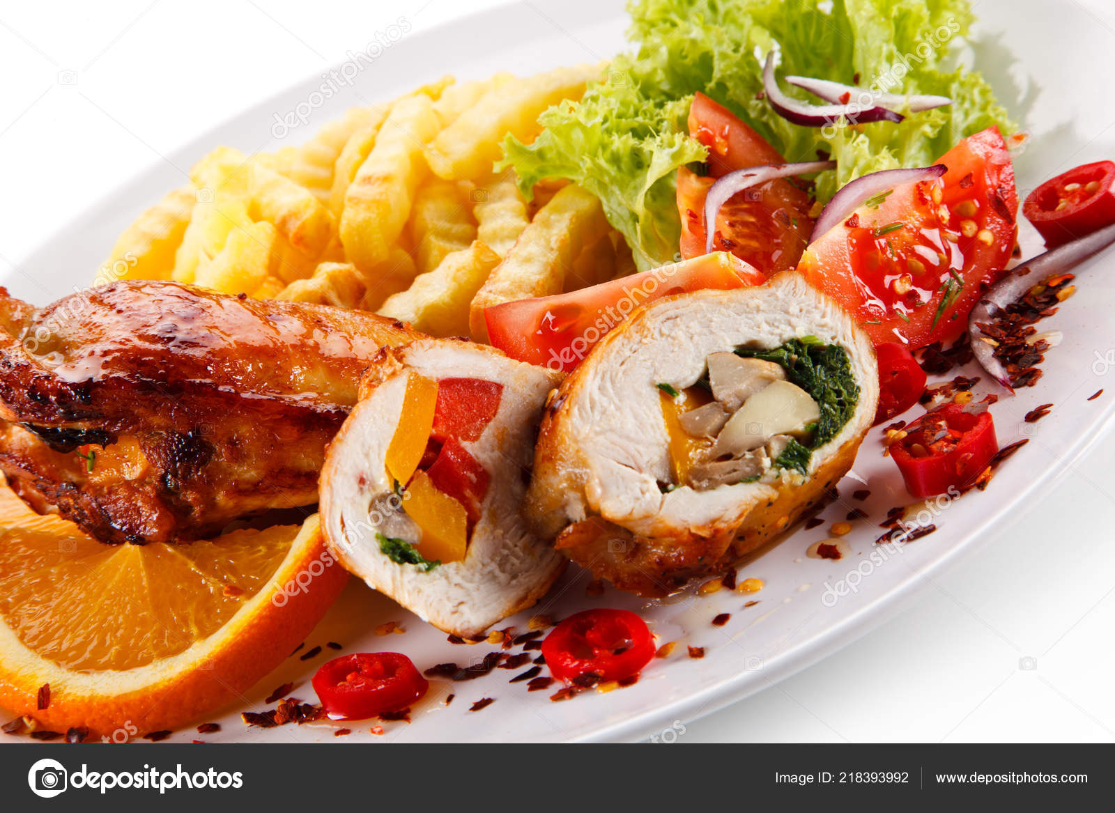 Appetizing chicken rolls with stuffing Appetizing chicken rolls with stuffing