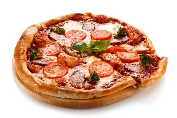 Arka Planda Lezzetli Pizza Kapat — Stok fotoğraf