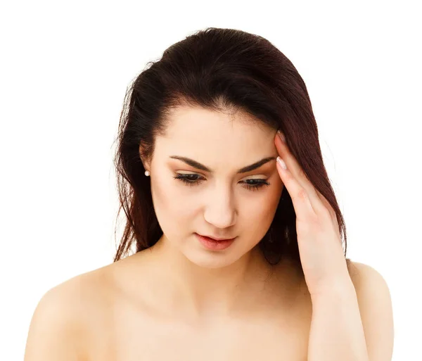Closeup Portrait Young Woman Feeling Headache — Stock Photo, Image