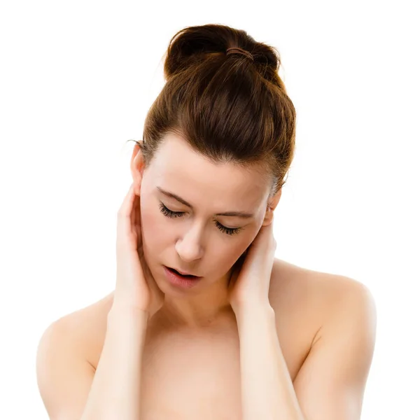 女性のマッサージ頭の痛み — ストック写真