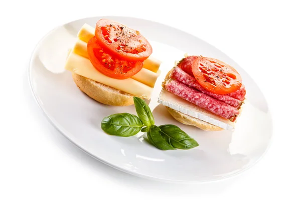 Sandwichs Fromage Tomates Salami — Photo