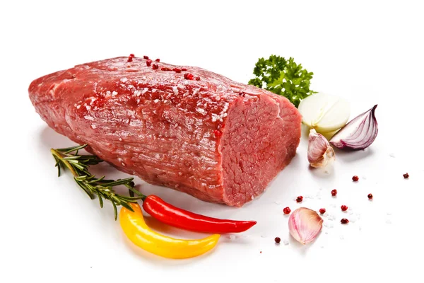 Färsk Sirloin Vit Bakgrund — Stockfoto