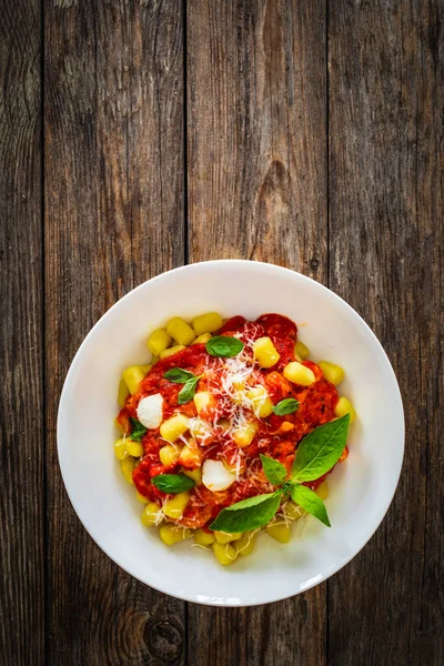 Gnocchi Allá Sorrentina Ñoquis Con Queso Mozzarella Derretido Salsa Tomate — Foto de Stock