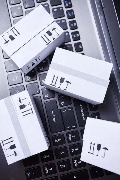 Caixas Embalagem Entrega Teclado Laptop — Fotografia de Stock