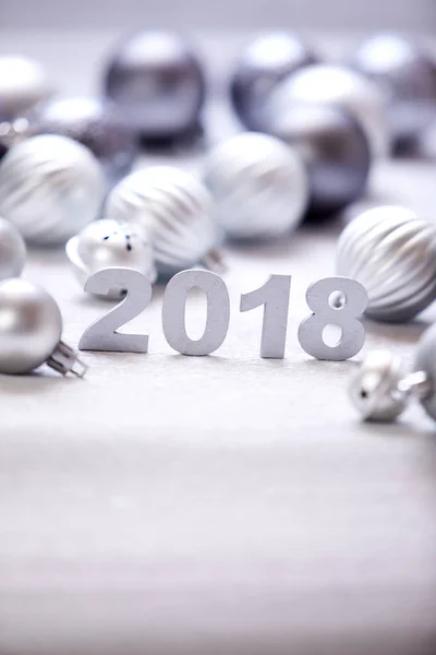 Новий Рік Декоративні Система Числення 2018 Різдво Срібної Кулі — стокове фото