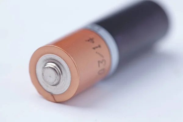 Batteri Isoleret Hvid Baggrund Close - Stock-foto