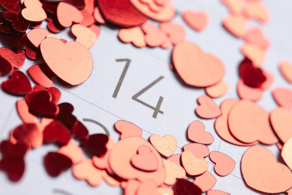 Heldere Hart Confetti Achtergrond Valentine Dag Concept — Stockfoto