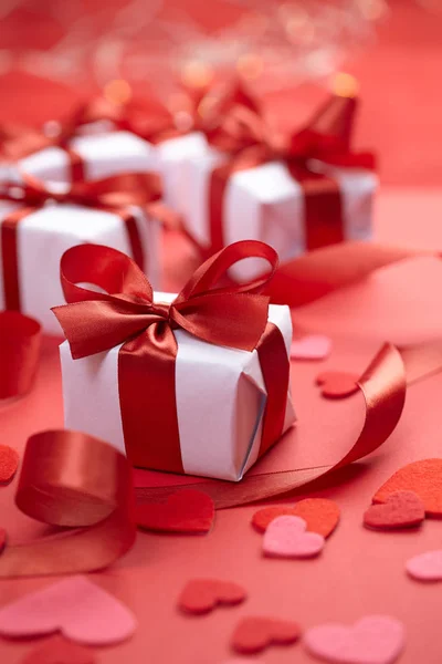 Festliche Geschenke Zum Valentinstag Nahaufnahme — Stockfoto