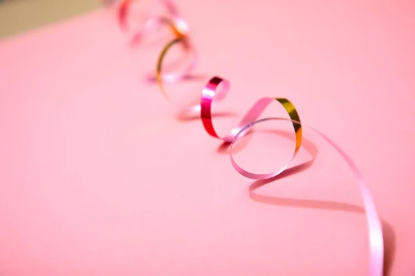 Holiday Ribbon Pink Background Close — Stock Photo, Image