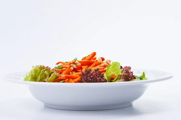 Vegetarian Salad White Plate Close — Stock Photo, Image
