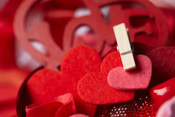 Schöne Rote Dekorationen Für Den Valentinstag — Stockfoto