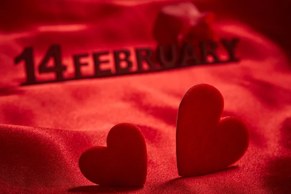 Hermosas Decoraciones Rojas Para Día San Valentín Primer Plano —  Fotos de Stock