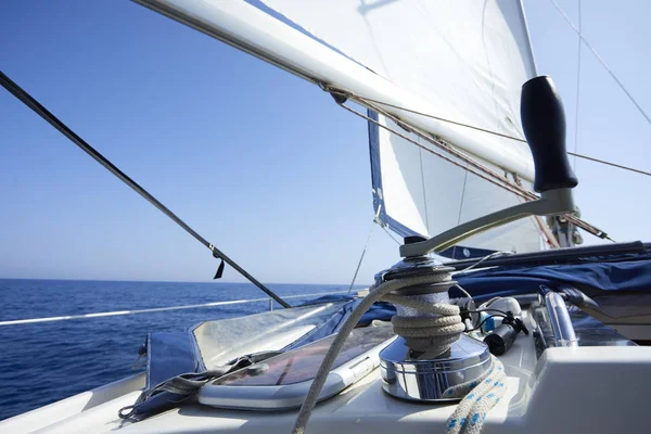 Yacht Floating Sea Sunny Day Stock Photo