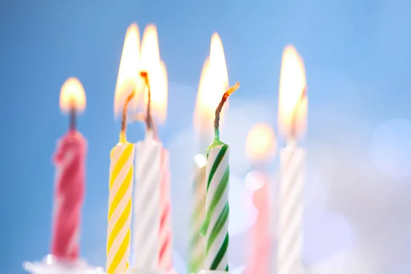 Colorful Birthday Candles Blue Background — Stock Photo, Image