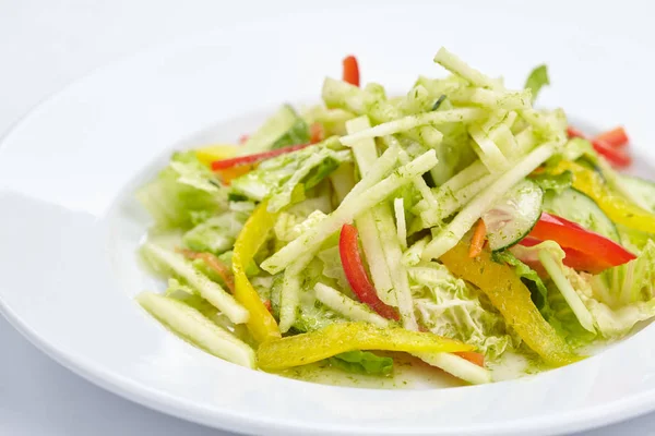 Homemade Salad White Plate Close Stock Photo