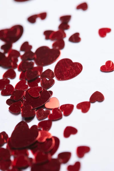 Heldere Hart Confetti Achtergrond Valentine Dag Concept — Stockfoto