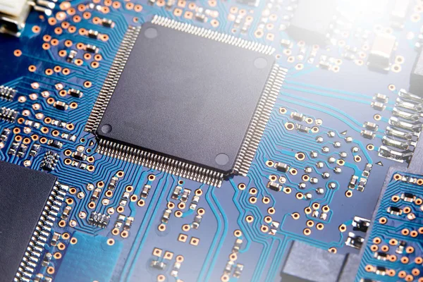 Close Electronic Circuit Board Processor Computer Motherboard — Stock Photo, Image