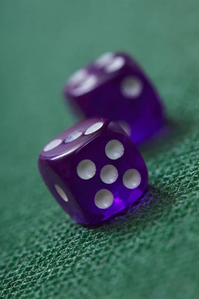 Close Colorful Dice Green Table — Stock Photo, Image