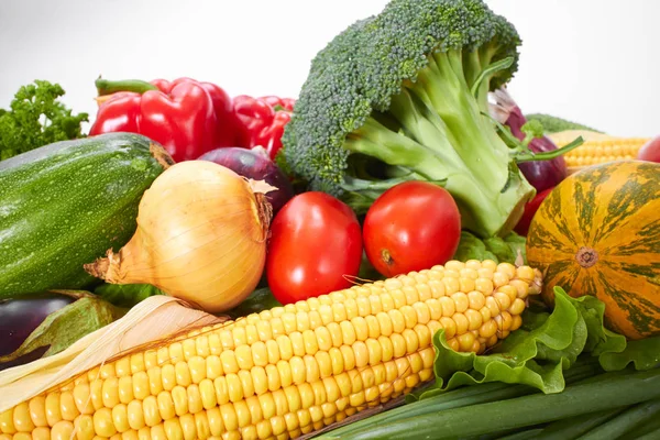 Pile Fresh Vegetables White Background — Stock Photo, Image