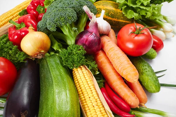 Pile Fresh Vegetables White Background — Stock Photo, Image