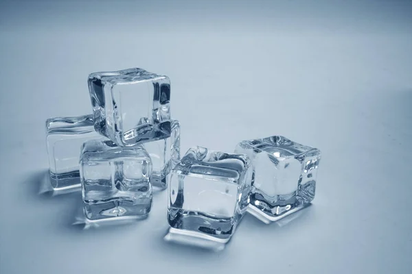 Transparent Ice Cubes Grey Background — Stock Photo, Image