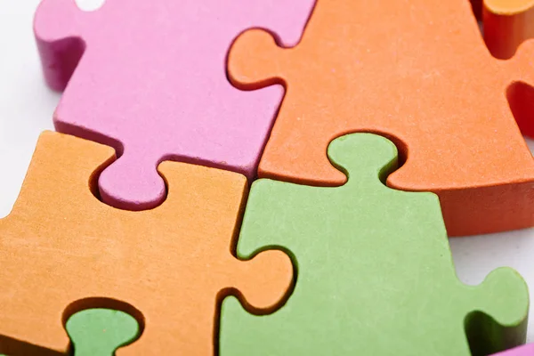 Jasne Kolorowe Puzzle Kawałki Zbliżenie — Zdjęcie stockowe